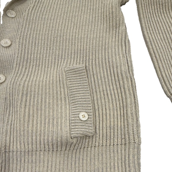 John Blair Vintage Men's Cozy Cowl Collared Cardigan Sweater; Pockets; Tan; Med - Picture 5 of 7